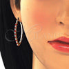 Oro Laminado Small Hoop, Gold Filled Style with Garnet and White Cubic Zirconia, Polished, Golden Finish, 02.100.0082.1.15
