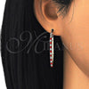 Oro Laminado Small Hoop, Gold Filled Style with Garnet and White Cubic Zirconia, Polished, Golden Finish, 02.100.0082.1.15
