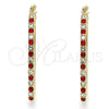 Oro Laminado Small Hoop, Gold Filled Style with Garnet and White Cubic Zirconia, Polished, Golden Finish, 02.100.0082.1.15