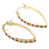 Oro Laminado Small Hoop, Gold Filled Style with Garnet and White Cubic Zirconia, Polished, Golden Finish, 02.100.0082.1.15