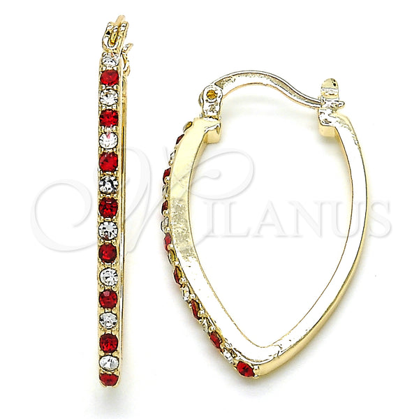Gold Filled Hoop Earrings — Small Hoop with Garnet and White Cubic Zirconia — main product view — SKU 126912 | Oro Laminado aretes de aro — Small Hoop with Garnet and blanco Cubic Zirconia — SKU 126912