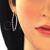 Oro Laminado Small Hoop, Gold Filled Style with Sapphire Blue and White Crystal, Polished, Golden Finish, 02.100.0082.2.15