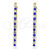 Oro Laminado Small Hoop, Gold Filled Style with Sapphire Blue and White Crystal, Polished, Golden Finish, 02.100.0082.2.15