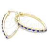 Oro Laminado Small Hoop, Gold Filled Style with Sapphire Blue and White Crystal, Polished, Golden Finish, 02.100.0082.2.15