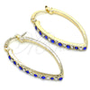 Oro Laminado Small Hoop, Gold Filled Style with Sapphire Blue and White Crystal, Polished, Golden Finish, 02.100.0082.2.15