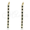 Oro Laminado Small Hoop, Gold Filled Style with Green and White Crystal, Polished, Golden Finish, 02.100.0082.3.15