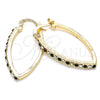 Oro Laminado Small Hoop, Gold Filled Style with Green and White Crystal, Polished, Golden Finish, 02.100.0082.3.15