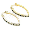 Oro Laminado Small Hoop, Gold Filled Style with Green and White Crystal, Polished, Golden Finish, 02.100.0082.3.15