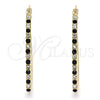 Oro Laminado Small Hoop, Gold Filled Style with Black and White Crystal, Polished, Golden Finish, 02.100.0082.4.15