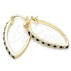 Oro Laminado Small Hoop, Gold Filled Style with Black and White Crystal, Polished, Golden Finish, 02.100.0082.4.15