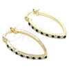 Oro Laminado Small Hoop, Gold Filled Style with Black and White Crystal, Polished, Golden Finish, 02.100.0082.4.15