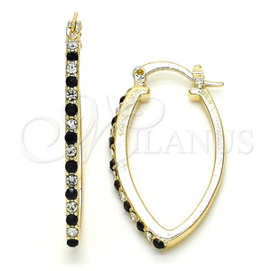 Gold Filled Hoop Earrings — Small Hoop with Black and White Crystal Polished — main product view — SKU 126915 | Oro Laminado aretes de aro — Small Hoop with negro and cristal blanco pulido — SKU 126915