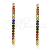Oro Laminado Small Hoop, Gold Filled Style with Multicolor Crystal, Polished, Golden Finish, 02.100.0082.5.15