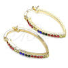 Oro Laminado Small Hoop, Gold Filled Style with Multicolor Crystal, Polished, Golden Finish, 02.100.0082.5.15