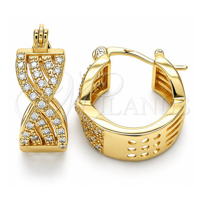 Oro Laminado Small Hoop, Gold Filled Style with White Micro Pave, Polished, Golden Finish, 02.210.0265.15