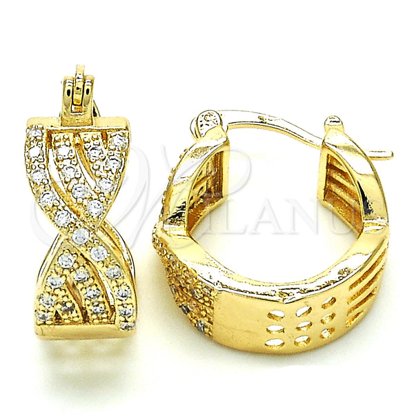 Gold Filled Hoop Earrings — Small Hoop with White Micro Pave Polished 02. — main product view — SKU 126919 | Oro Laminado aretes de aro — Small Hoop with blanco Micro Pave pulido 02. — SKU 126919