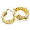 Oro Laminado Small Hoop, Gold Filled Style with Garnet and White Micro Pave, Polished, Golden Finish, 02.210.0265.1.15