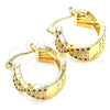 Oro Laminado Small Hoop, Gold Filled Style with Garnet and White Micro Pave, Polished, Golden Finish, 02.210.0265.1.15