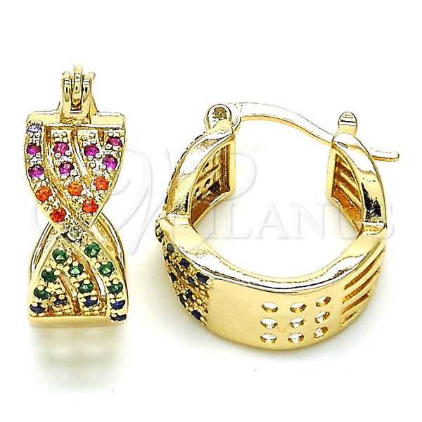 Gold Filled Hoop Earrings — Small Hoop with Multicolor Micro Pave Polished 02. — main product view — SKU 126922 | Oro Laminado aretes de aro — Small Hoop with Multicolor Micro Pave pulido 02. — SKU 126922