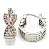 Rhodium Plated Small Hoop, with Garnet and White Micro Pave, Polished, Rhodium Finish, 02.210.0265.5.15