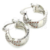 Rhodium Gold Filled Small Hoop, with Garnet and White Micro Pave, Polished, Rhodium Finish, 02.210.0265.5.15