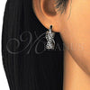 Rhodium Gold Filled Small Hoop, with Black and White Micro Pave, Polished, Rhodium Finish, 02.210.0265.6.15