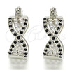 White Gold Filled Small Hoop, with Black and White Micro Pave, Polished, Rhodium Finish, 02.210.0265.6.15