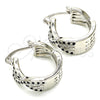 Rhodium Gold Filled Small Hoop, with Black and White Micro Pave, Polished, Rhodium Finish, 02.210.0265.6.15