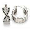 White Gold Filled Small Hoop, with Black and White Micro Pave, Polished, Rhodium Finish, 02.210.0265.6.15