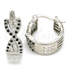 Rhodium Gold Filled Small Hoop, with Black and White Micro Pave, Polished, Rhodium Finish, 02.210.0265.6.15