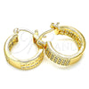 Oro Laminado Small Hoop, Gold Filled Style with White Cubic Zirconia, Polished, Golden Finish, 02.210.0266.20