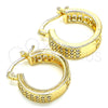 Oro Laminado Small Hoop, Gold Filled Style with White Cubic Zirconia, Polished, Golden Finish, 02.210.0266.20