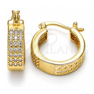 Oro Laminado Small Hoop, Gold Filled Style with White Cubic Zirconia, Polished, Golden Finish, 02.210.0266.20