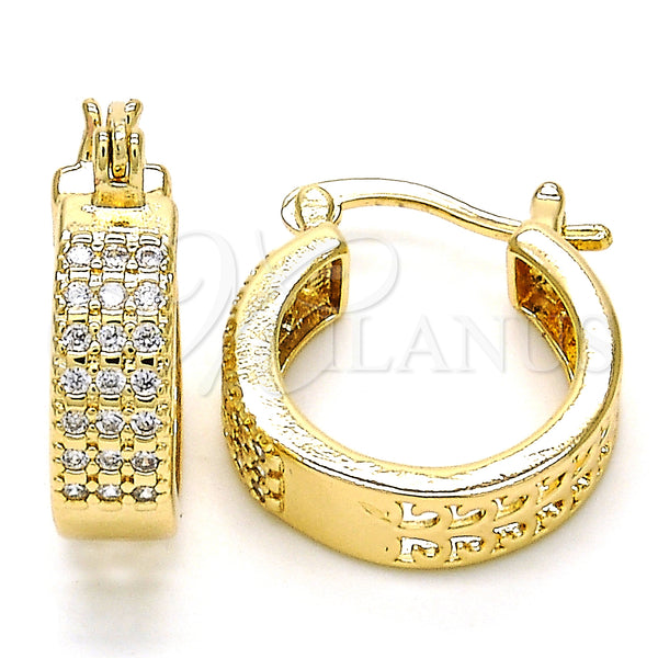 Gold Filled Hoop Earrings — Small Hoop with White Cubic Zirconia Polished 02. — main product view — SKU 126927 | Oro Laminado aretes de aro — Small Hoop with blanco Cubic Zirconia pulido 02. — SKU 126927