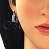 Oro Laminado Small Hoop, Gold Filled Style with Garnet and White Cubic Zirconia, Polished, Golden Finish, 02.210.0266.1.20