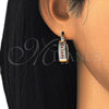 Oro Laminado Small Hoop, Gold Filled Style with Garnet and White Cubic Zirconia, Polished, Golden Finish, 02.210.0266.1.20