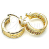 Oro Laminado Small Hoop, Gold Filled Style with Garnet and White Cubic Zirconia, Polished, Golden Finish, 02.210.0266.1.20