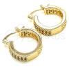 Oro Laminado Small Hoop, Gold Filled Style with Garnet and White Cubic Zirconia, Polished, Golden Finish, 02.210.0266.1.20