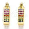 Oro Laminado Small Hoop, Gold Filled Style with Multicolor Cubic Zirconia, Polished, Golden Finish, 02.210.0266.3.20