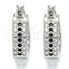 Rhodium Plated Small Hoop, with Black and White Cubic Zirconia, Polished, Rhodium Finish, 02.210.0266.4.20