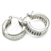 Rhodium Plated Small Hoop, with Black and White Cubic Zirconia, Polished, Rhodium Finish, 02.210.0266.4.20