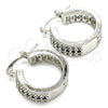 Rhodium Plated Small Hoop, with Black and White Cubic Zirconia, Polished, Rhodium Finish, 02.210.0266.4.20