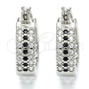 Rhodium Gold Filled Small Hoop, with Black and White Cubic Zirconia, Polished, Rhodium Finish, 02.210.0266.4.20
