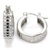 Rhodium Gold Filled Small Hoop, with Black and White Cubic Zirconia, Polished, Rhodium Finish, 02.210.0266.4.20
