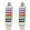 Rhodium Plated Small Hoop, with Multicolor Cubic Zirconia, Polished, Rhodium Finish, 02.210.0266.5.20