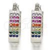 Rhodium Gold Filled Small Hoop, with Multicolor Cubic Zirconia, Polished, Rhodium Finish, 02.210.0266.5.20