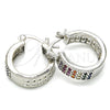 Rhodium Gold Filled Small Hoop, with Multicolor Cubic Zirconia, Polished, Rhodium Finish, 02.210.0266.5.20