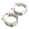 Rhodium Gold Filled Small Hoop, with Multicolor Cubic Zirconia, Polished, Rhodium Finish, 02.210.0266.5.20