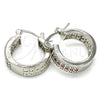 Rhodium Plated Small Hoop, with Garnet and White Cubic Zirconia, Polished, Rhodium Finish, 02.210.0266.6.20