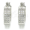 Rhodium Plated Small Hoop, with White Cubic Zirconia, Polished, Rhodium Finish, 02.210.0266.7.20